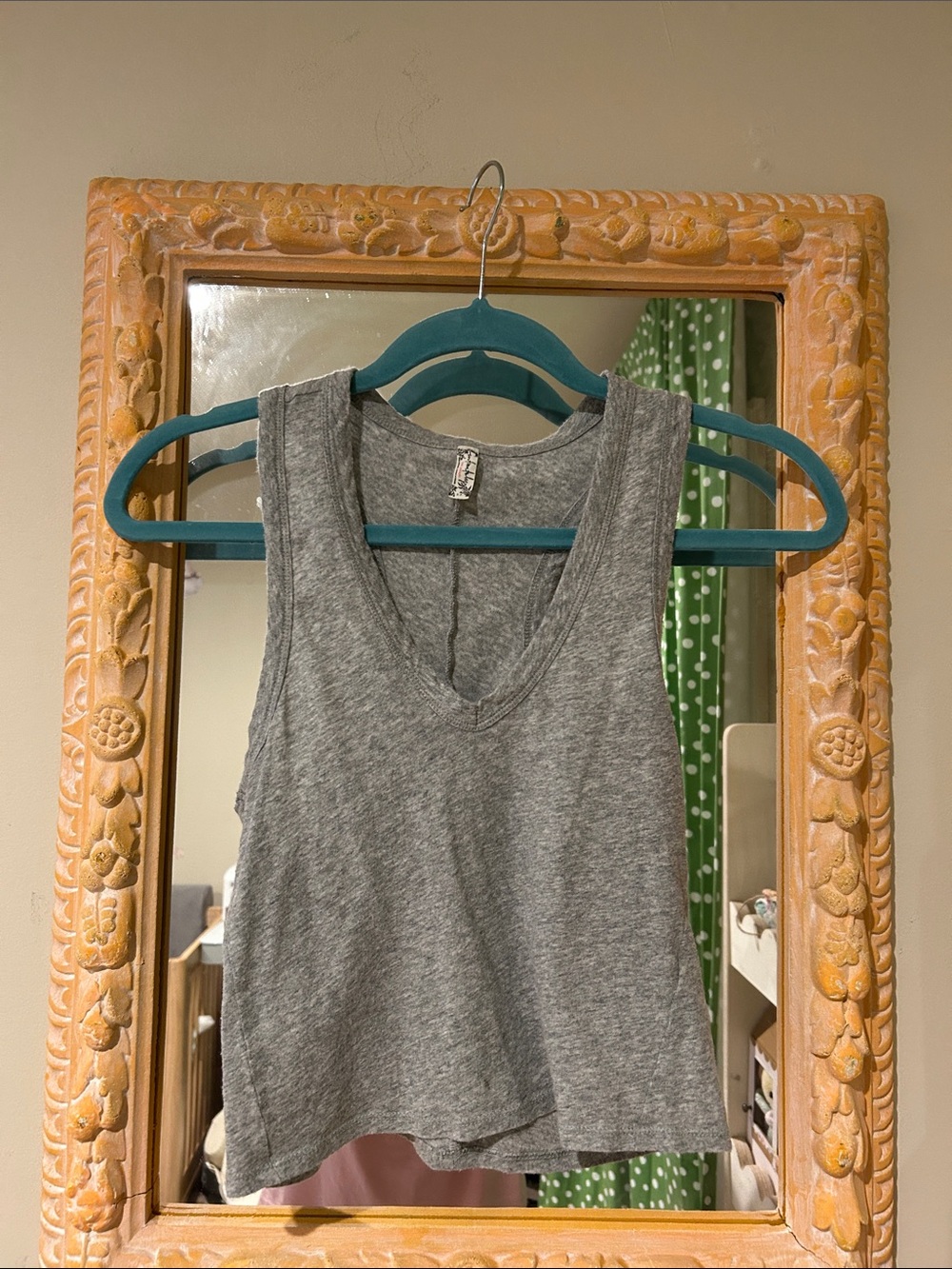 Free People Gray Sleeveless V-Neck Tank Top